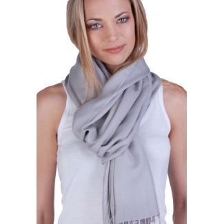 Cashmere and silk scarf Pearl Grey