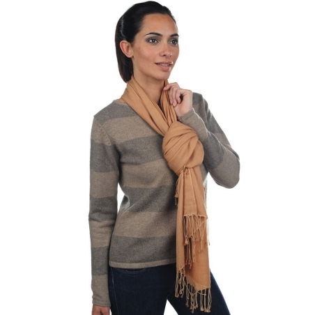 Cashmere and silk scarf  Camel