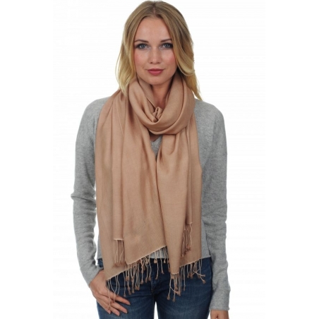 Cashmere and Silk scarf Intense Pink Beige