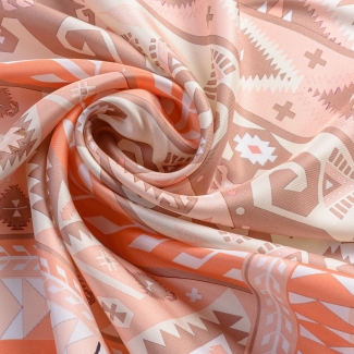 Silk scarf Motifs peach corai