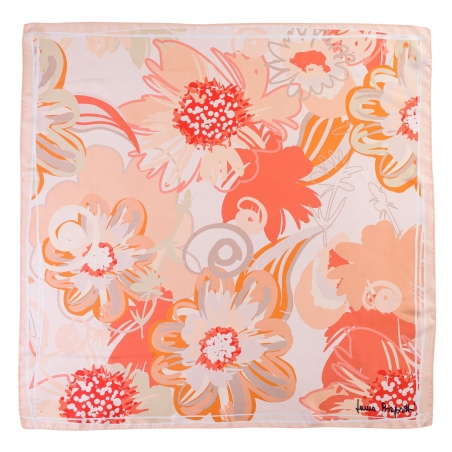 Silk scarf Coral Flower Kiss