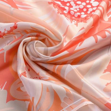 Silk scarf Coral Flower Kiss