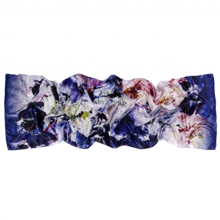 Silk shawl Flower Fever Dark Blue