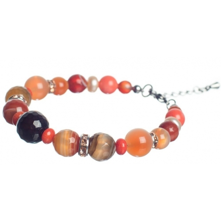 Orange Agate and Pink Quartz Luxury Bracelet