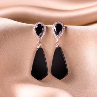 Sterling Silver Earrings Entourage onyx