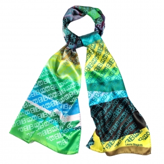 Silk shawl Laura Biagiotti logo green