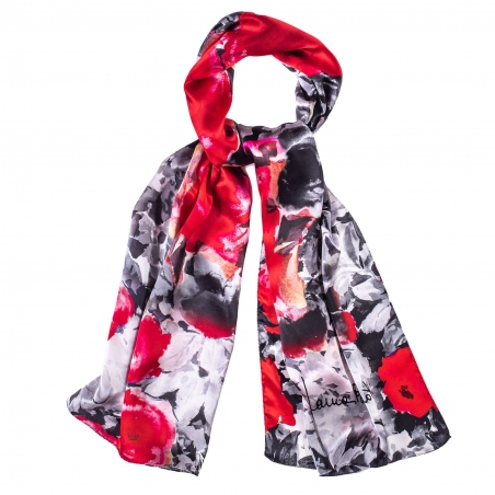 Silk shawl roses red & black