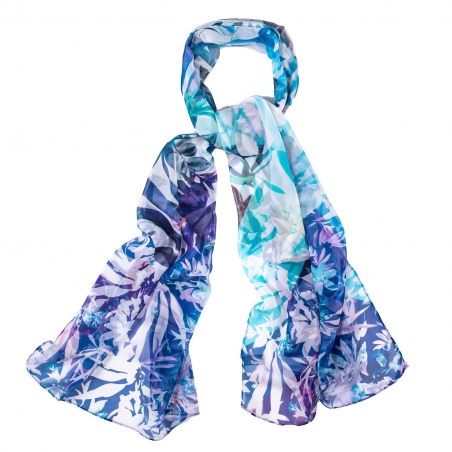 Silk shawl Illusion blue