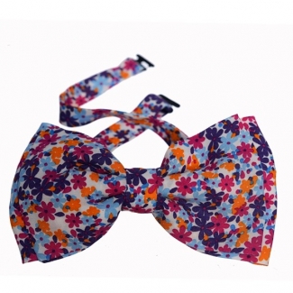 Papion dublu Minnie floricele multicolore lila