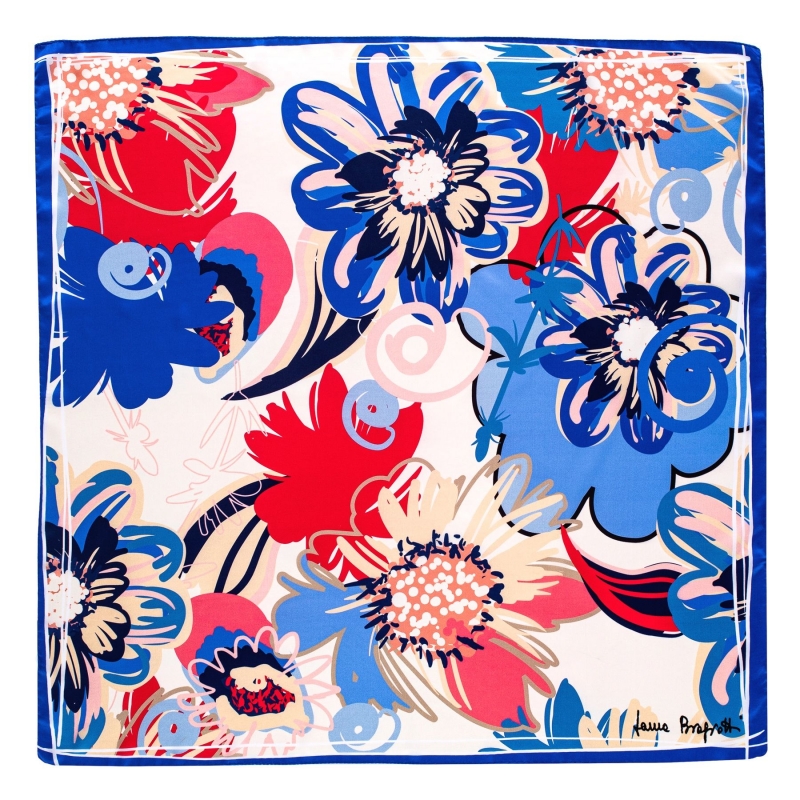 Silk scarf Flower Kiss blu