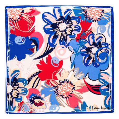 Silk scarf Flower Kiss blu