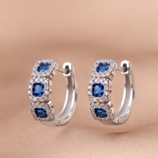 Cercei argint Crown zirconia sapphire