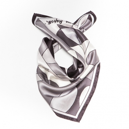 Luxury Gift: Silk Scarf Laura Biagiotti black abstract and silk bow clip