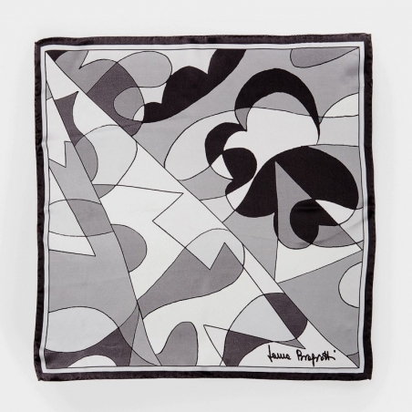 Luxury Gift: Silk Scarf Laura Biagiotti black abstract and silk bow clip