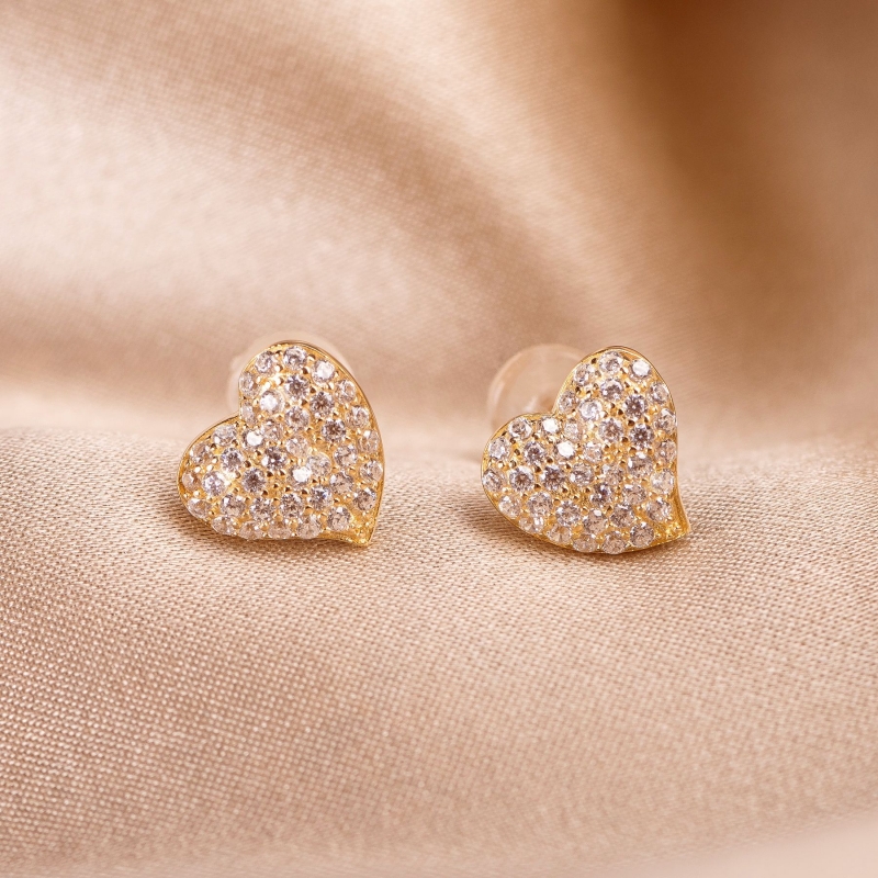 Cercei argint Golden Heart zirconia