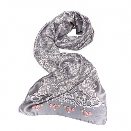 Silk Scarf Marina D`Este delicate grey