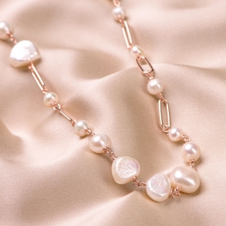 Sterling Silver pink Necklace Pearls Connection