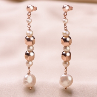 Sterling Silver pink Earrings Pearls Code