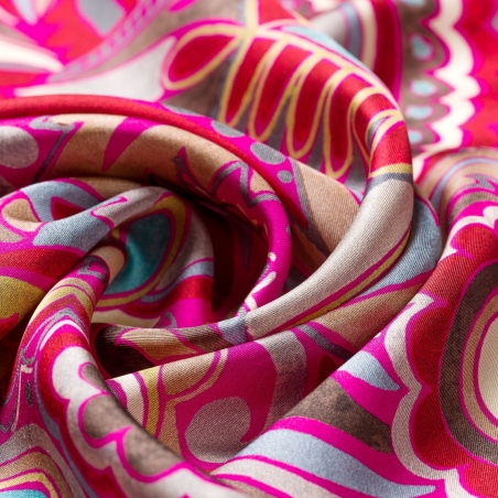 Silk scarf twill S Please, Keep the Summer fucsia