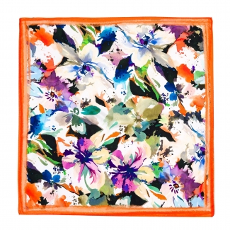 Silk scarf twill Happy Flowers Aquarela orange