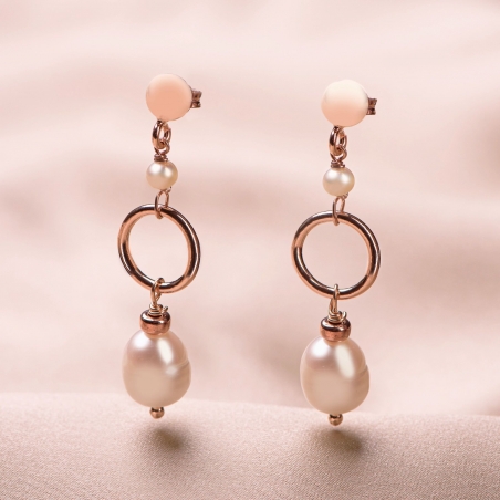 Sterling Silver pink Earrings Always, the Pearls