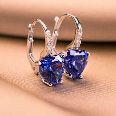 Sterling Silver Earrings Tanzanite Heart