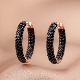 Cercei argint Creole All Black zirconia