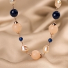 Sterling Pink Silver Necklace quartz, freshwater pearls, blue agate