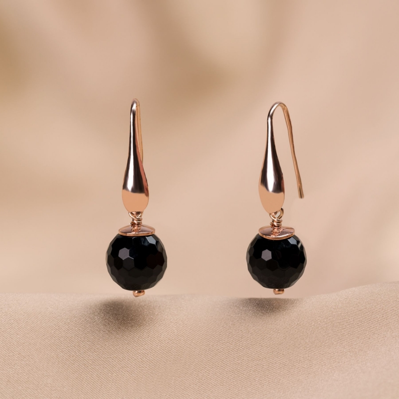 Sterling Pink Silver Earings Classy black agate