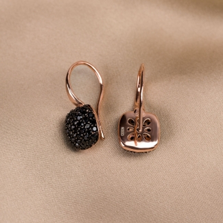 Sterling Pink Silver Earings Bella Vita  black zirconia