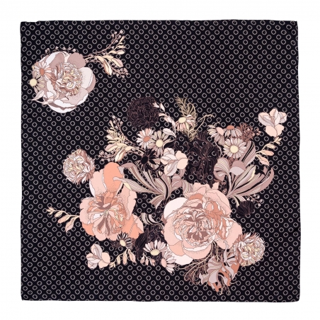 Esarfa matase twill Japanese Rose black