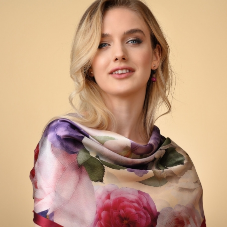 Silk scarf Heaven Roses light pink