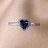 Sterling Silver Ring Inel argint Princess Blue Heart zirconia