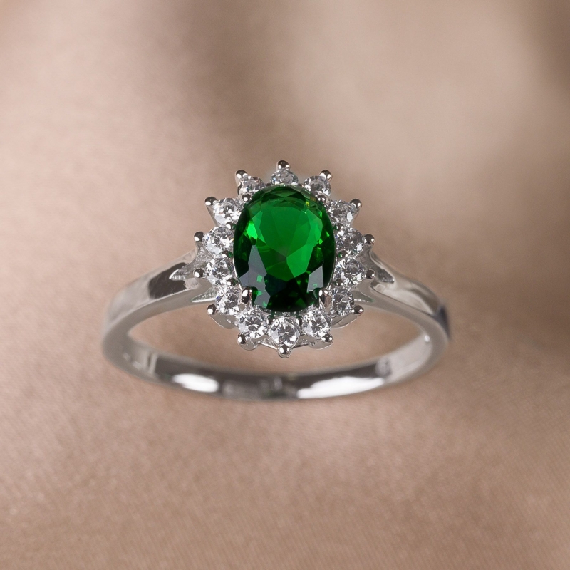 Sterling Silver Ring Iconic Royal green zirconia