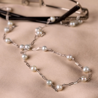 Sterling Silver Necklace 2in1 Glass Chang with white pearls