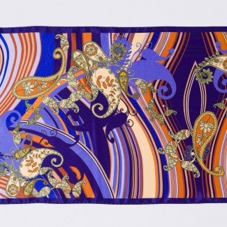 Silk shawl Indigo Paisley Hypnose