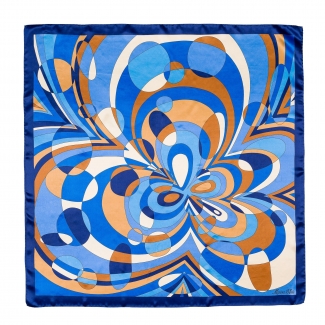 Silk scarf Mirror Ilusion deep blue