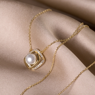 Sterling Silver Necklace Romantic Pearl gold