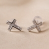 Sterling Silver Earrings Minimal Cross zirconia