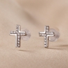 Sterling Silver Earrings Minimal Cross zirconia