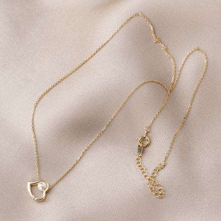 Sterling Silver Necklace Pearl of My Heart gold