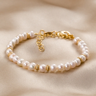 Sterling Silver Bracelet Pearls Delight gold