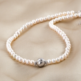 Colier argint Glamour Silver Pearls