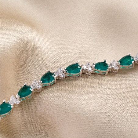 Sterling Silver Bracelet Soiree Emerald zirconia