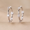 Sterling Silver Earrings Creole Mini Solitaire zirconia