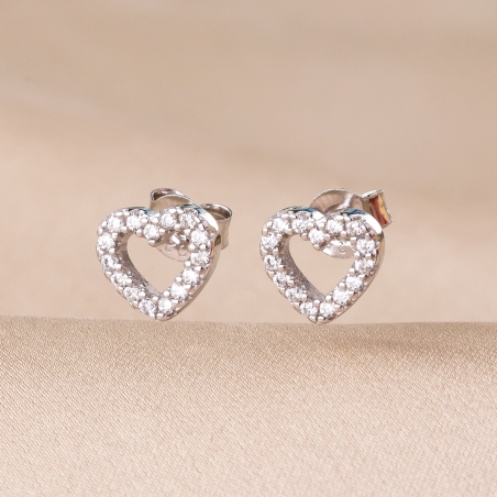 Cercei argint Minimal Pretty Heart zirconia