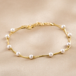 Bratara argint Delicate 10 Pearls gold