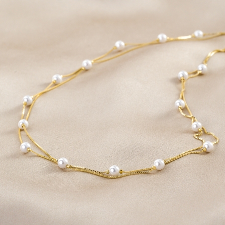 Colier argint Delicate 20 Pearls gold