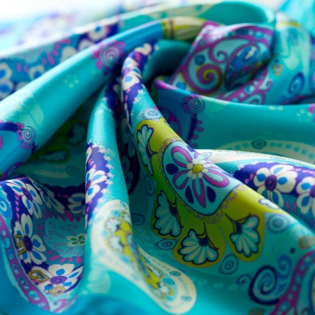 Silk Scarf S twill Joyeux turcoise