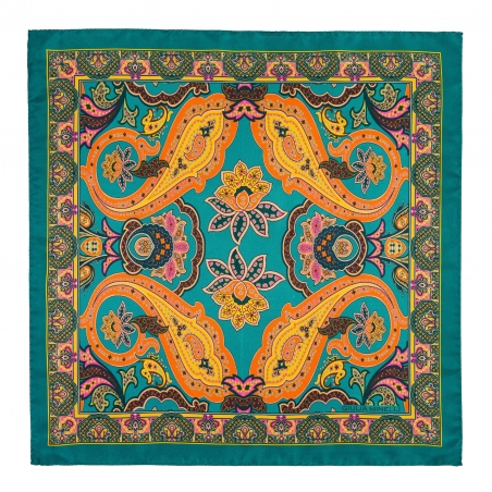 Silk Scarf S Stylish Paisley Pine Green